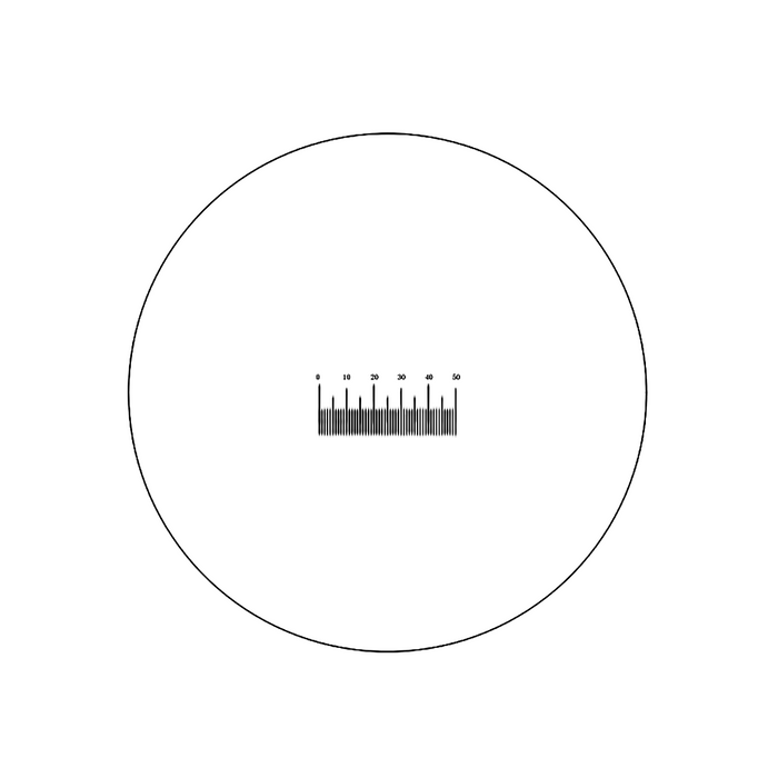 5mm/50 Div Single Line Reticle ( Dia. 19mm), SKU RT20101121, three quarter front view