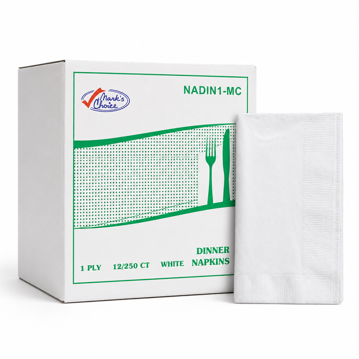 1 ply White Embossed Dinner Napkins