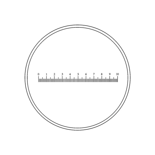 10mm/100 Div  Single Line Reticle ( Dia. 19mm), SKU RT20101123, three quarter front view