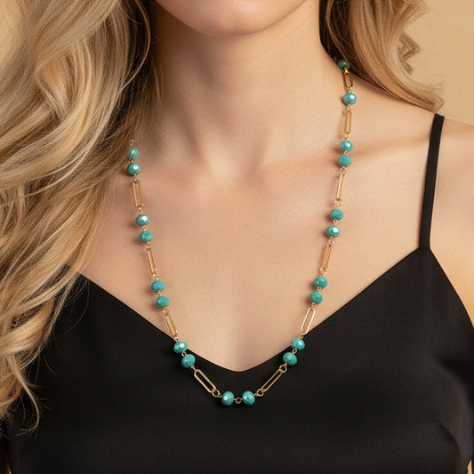 1278 - Beaded Necklace - Turquoise
