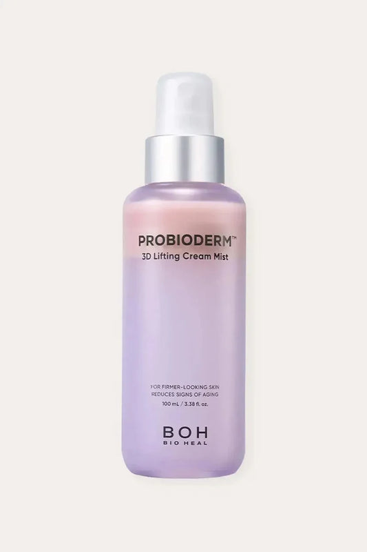 BOH BioHeal Probioderm 3D Lifting Cream Mist 100mL (3.38 FL OZ) - Hydrating Mist for Dry Skin, For Firmer-Looking Skin, Reduces Signs of Aging, Purple Spray Bottle on White Background