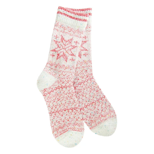 Crew Socks Red Multi Snowflake
