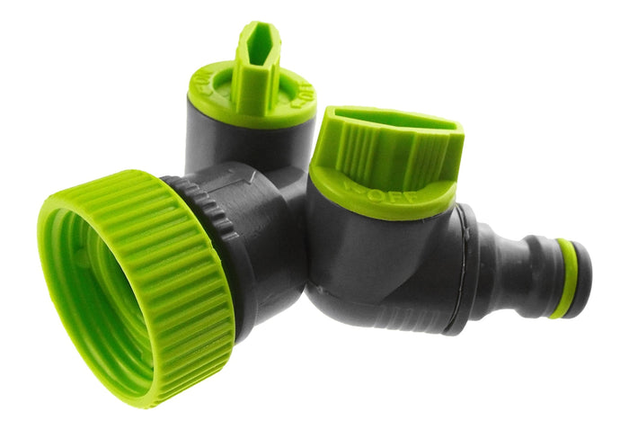 Double Tap Connector with Valves Lime Outdoor Watering Kit Garden Irrigation Kit