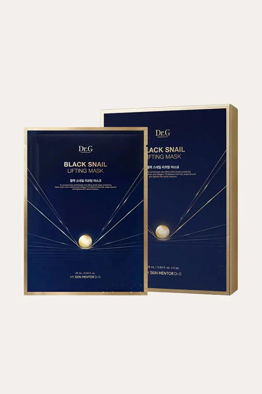 Dr.G Black Snail Lifting Mask and its packaging, a premium choice among the best korean sheet masks for elastic and glowing skin.