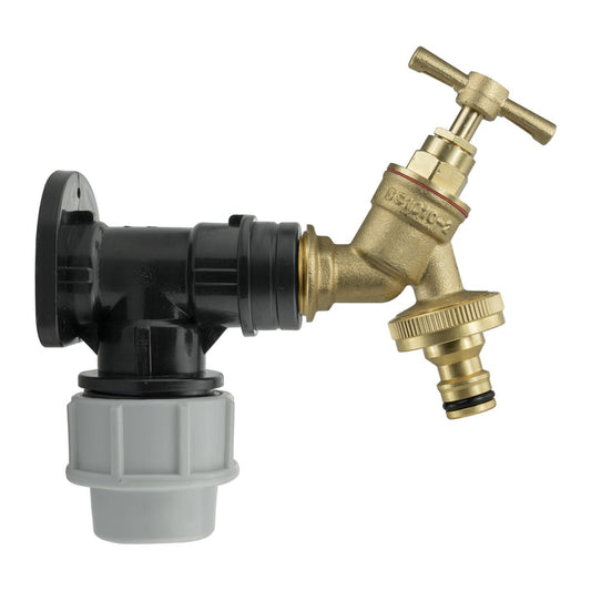 Wall Flange Kit 32mm MDPE - Brass Garden Tap Snap-On Male for BSP Thread Fitting